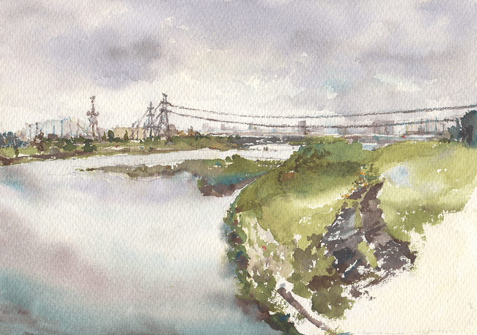 多摩川 Tama River 33.2 x 24.2 cm