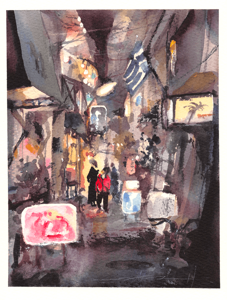 An Alley In Nishi-Ogikubo 西荻窪の路地 (15.8 x 22.7 cm)