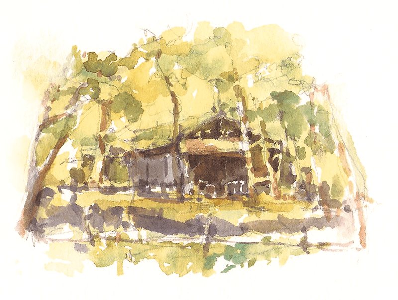 炭焼小屋 The Charcoal Hut 12 x 9 cm
