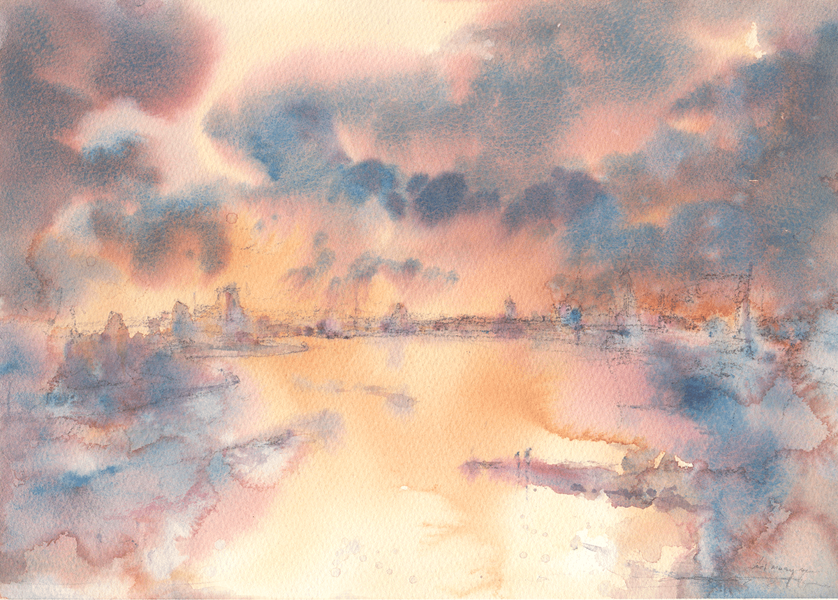 Tama River 多摩川 (33.2 x 24.2 cm)