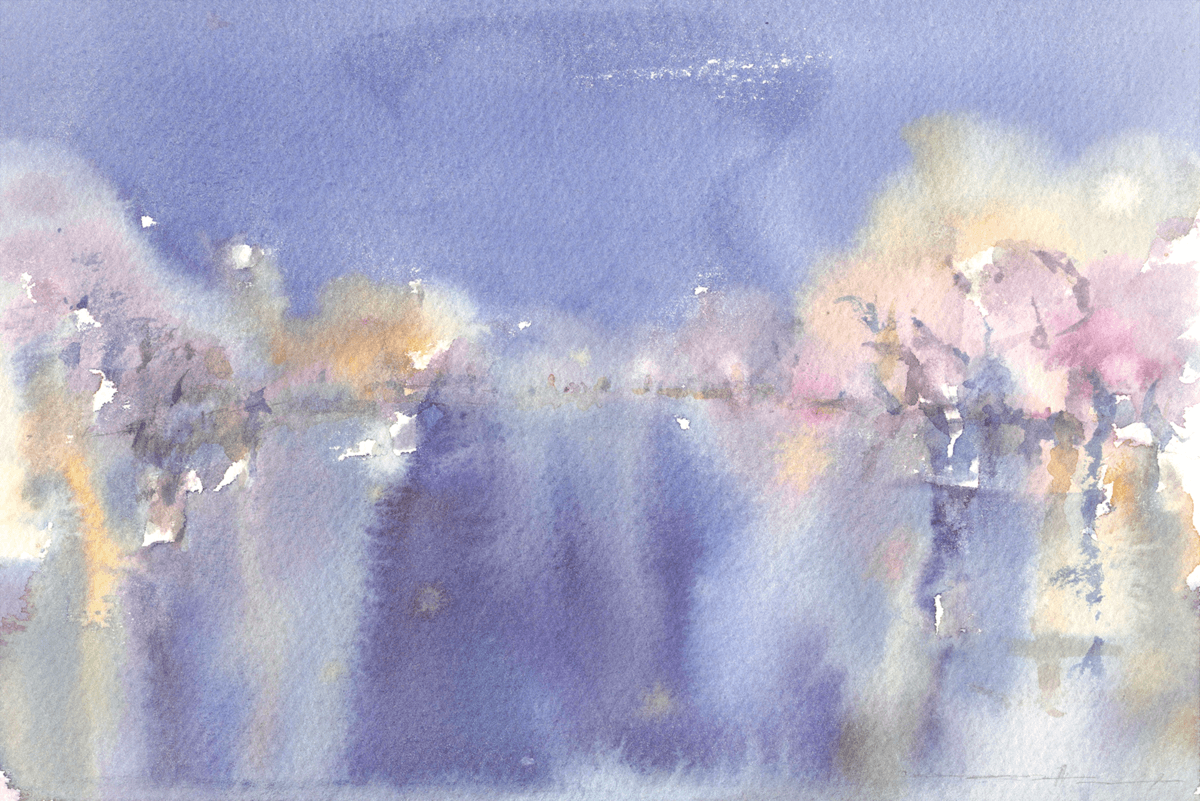 Night Cherry Blossoms 夜の桜 (20.9 x 14 cm)