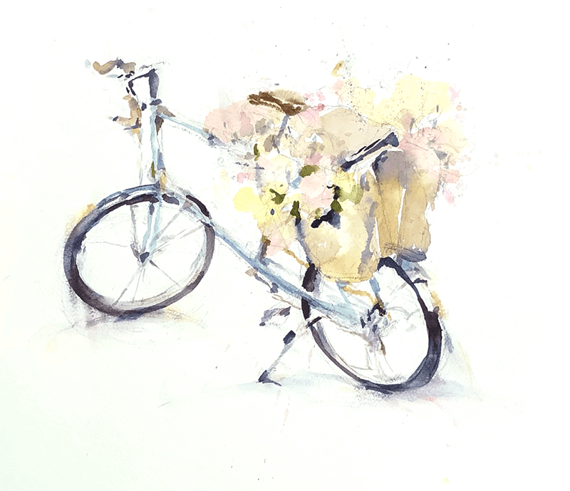 花と自転車 Flowers and A Bicycle 40 x 30 cm