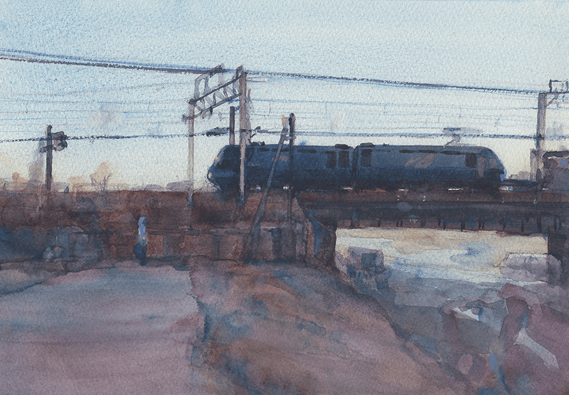 多摩川・武蔵野貨物線 Musashino Freight Line Tama River 33.2 x 24.2 cm
