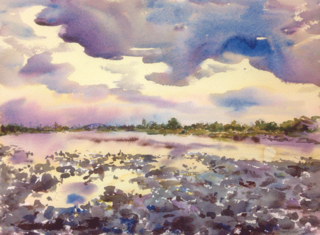 Tama River 多摩川 (33.2 x 24.2 cm)