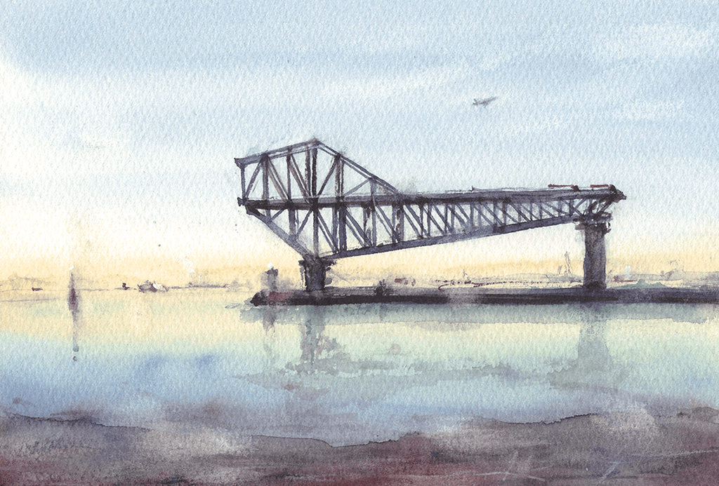 Tokyo Gate Bridge Under Construction 建設中の東京ゲートブリッジ (22.7 x 15.8 cm)