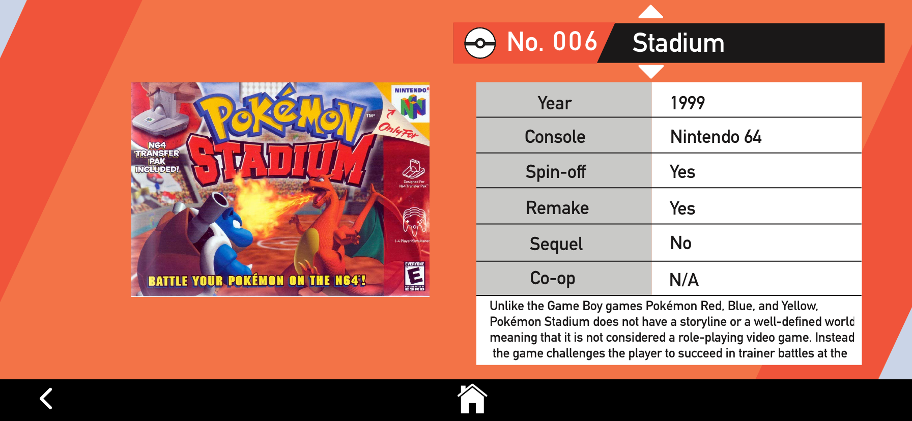 Generation 1 - Kanto, Stadium Information Screen
