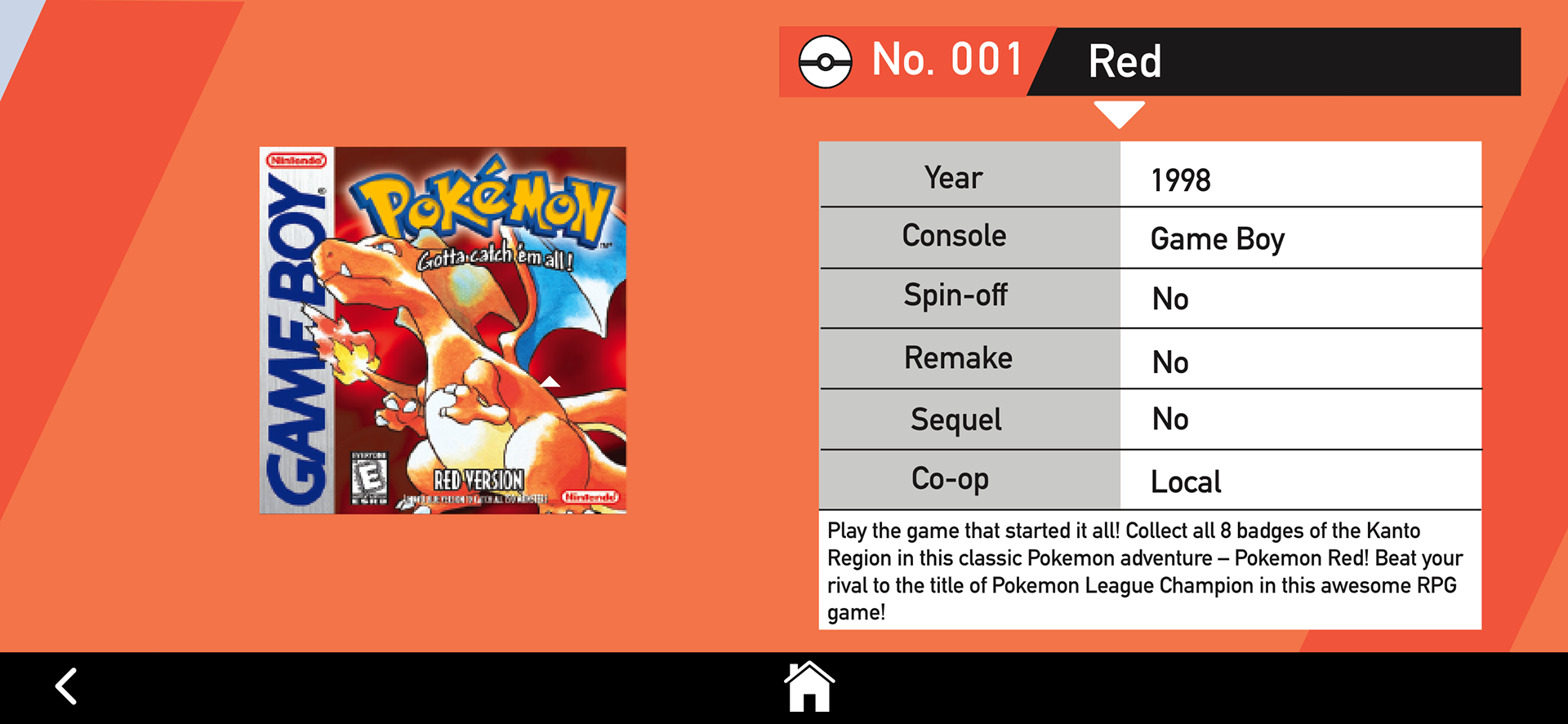 Generation 1 - Kanto, Red Information Screen
