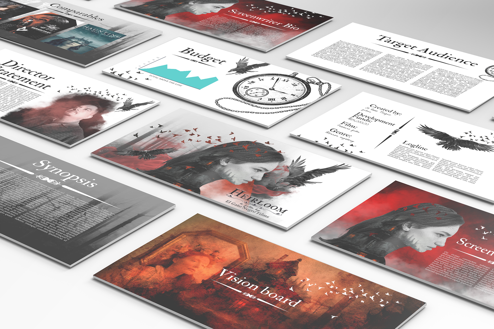 Cinematic film pitch deck and poster design by Safia Judd