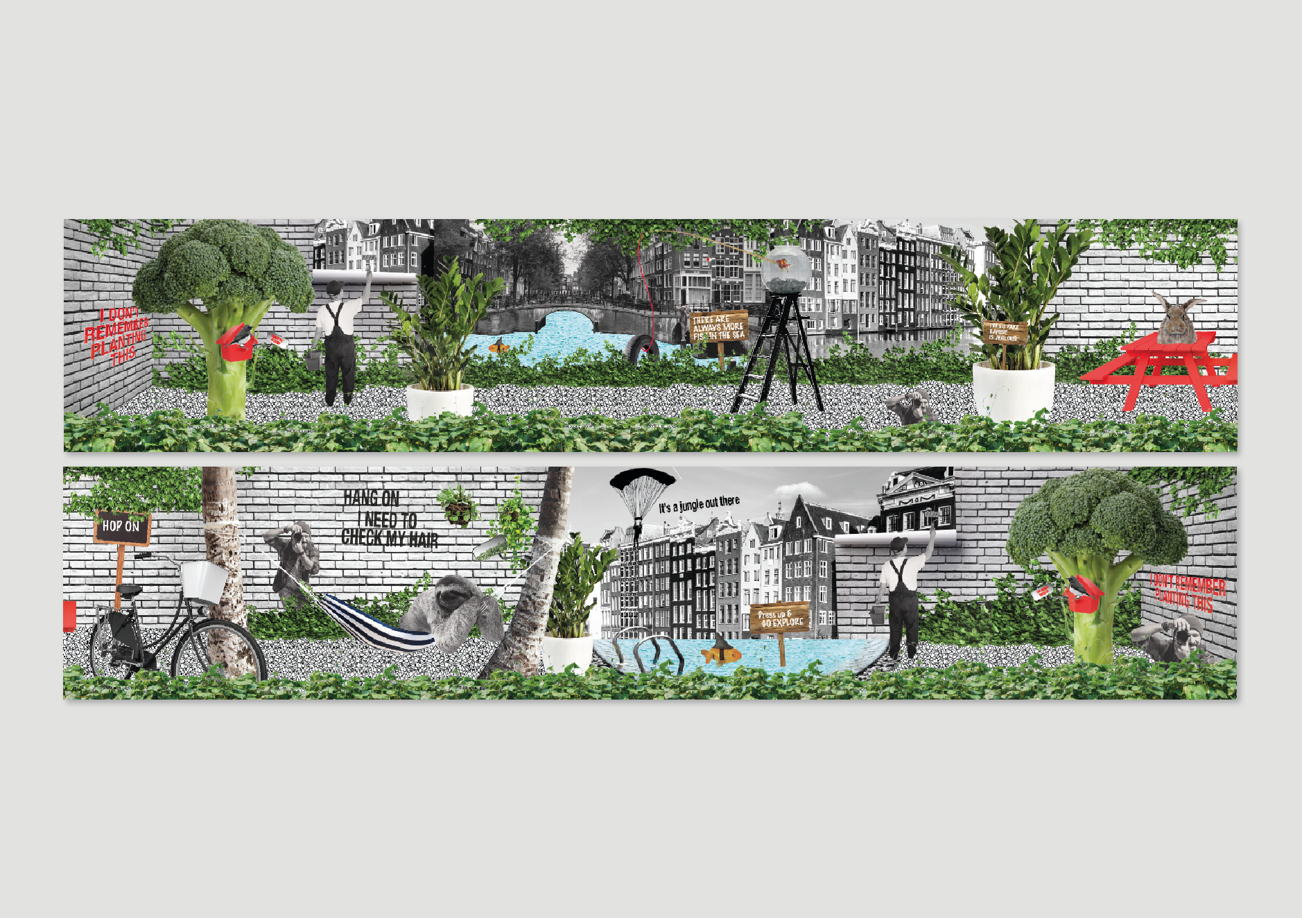 hotel blind wall design art illustration