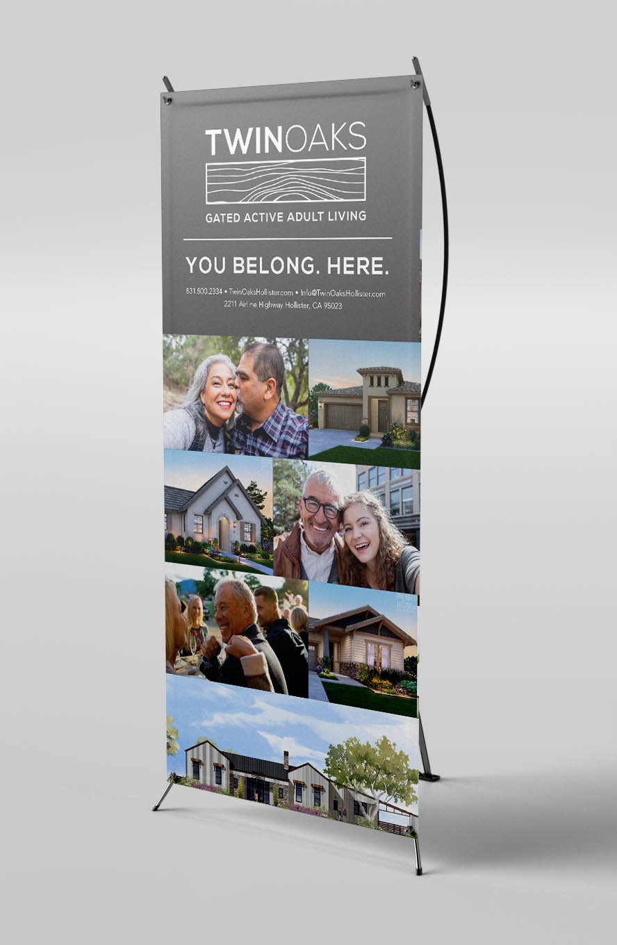 Pop up vertical banner for booths and use in the Welcome Center
