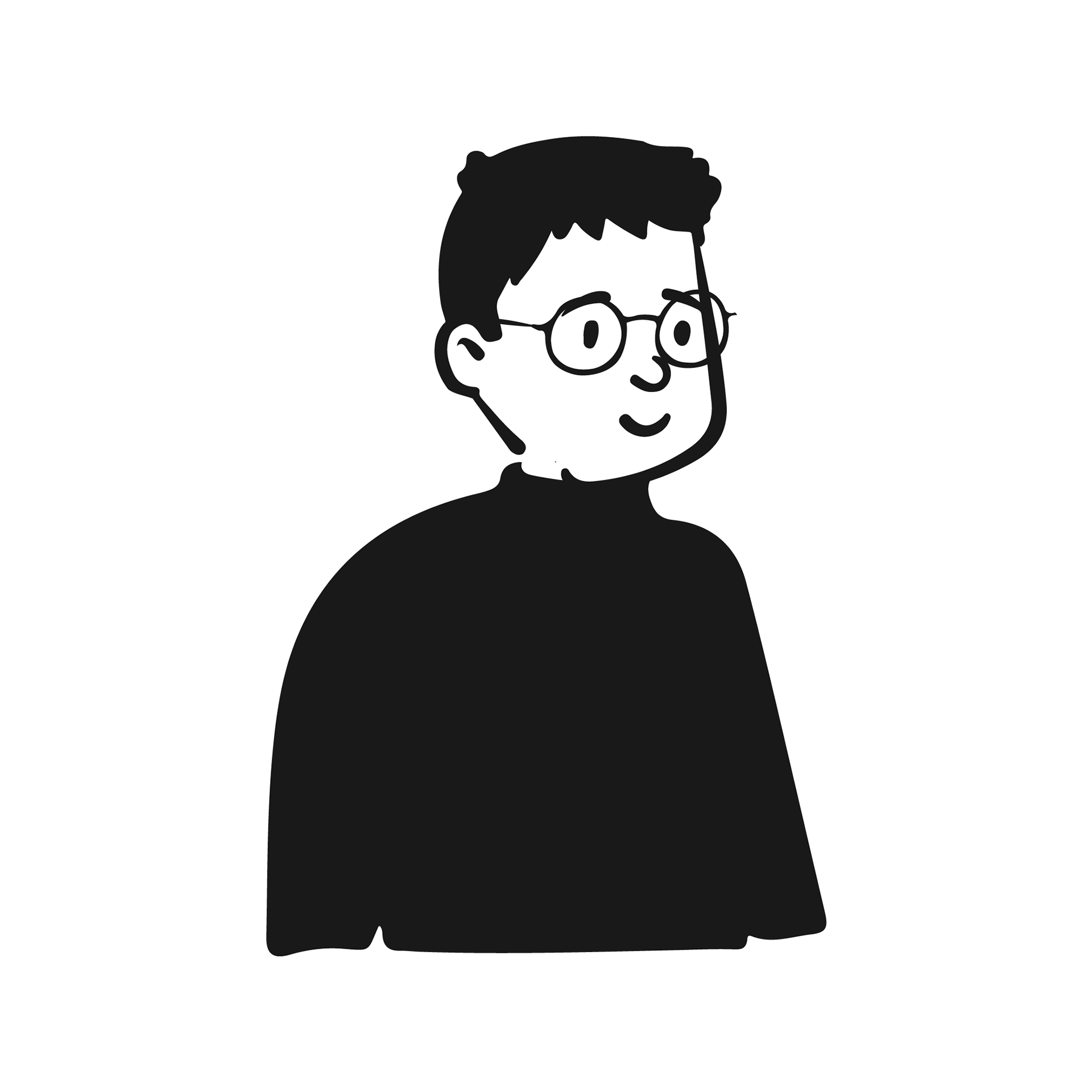 Avatar d'Atelier Jacques en noir et blanc. Un jeune homme portant des lunettes rondes et un col roulé.