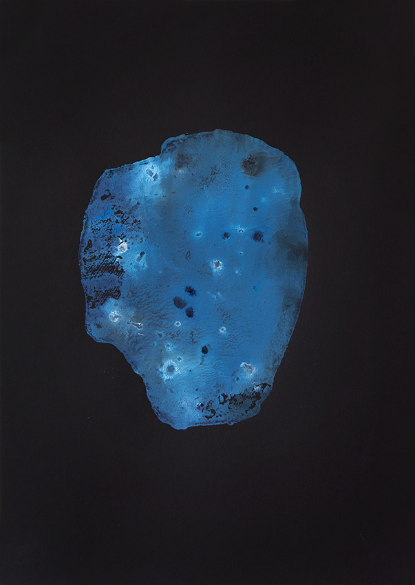 The Seven Hathors (Sister No. 9), 2022, Tempera monotype on black paper, 42 × 29.7 cm