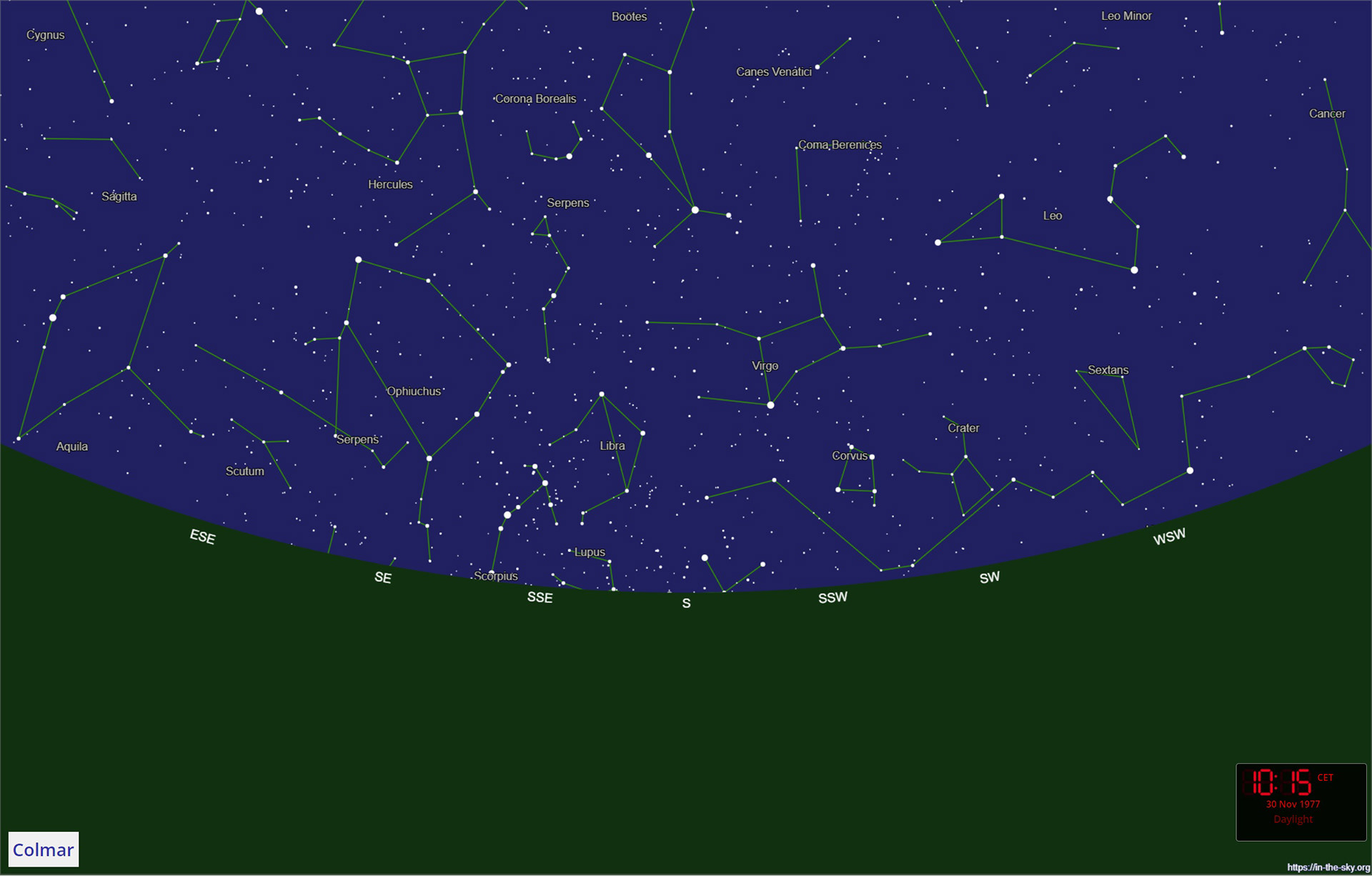 Celestial map at the time of Michel’s death