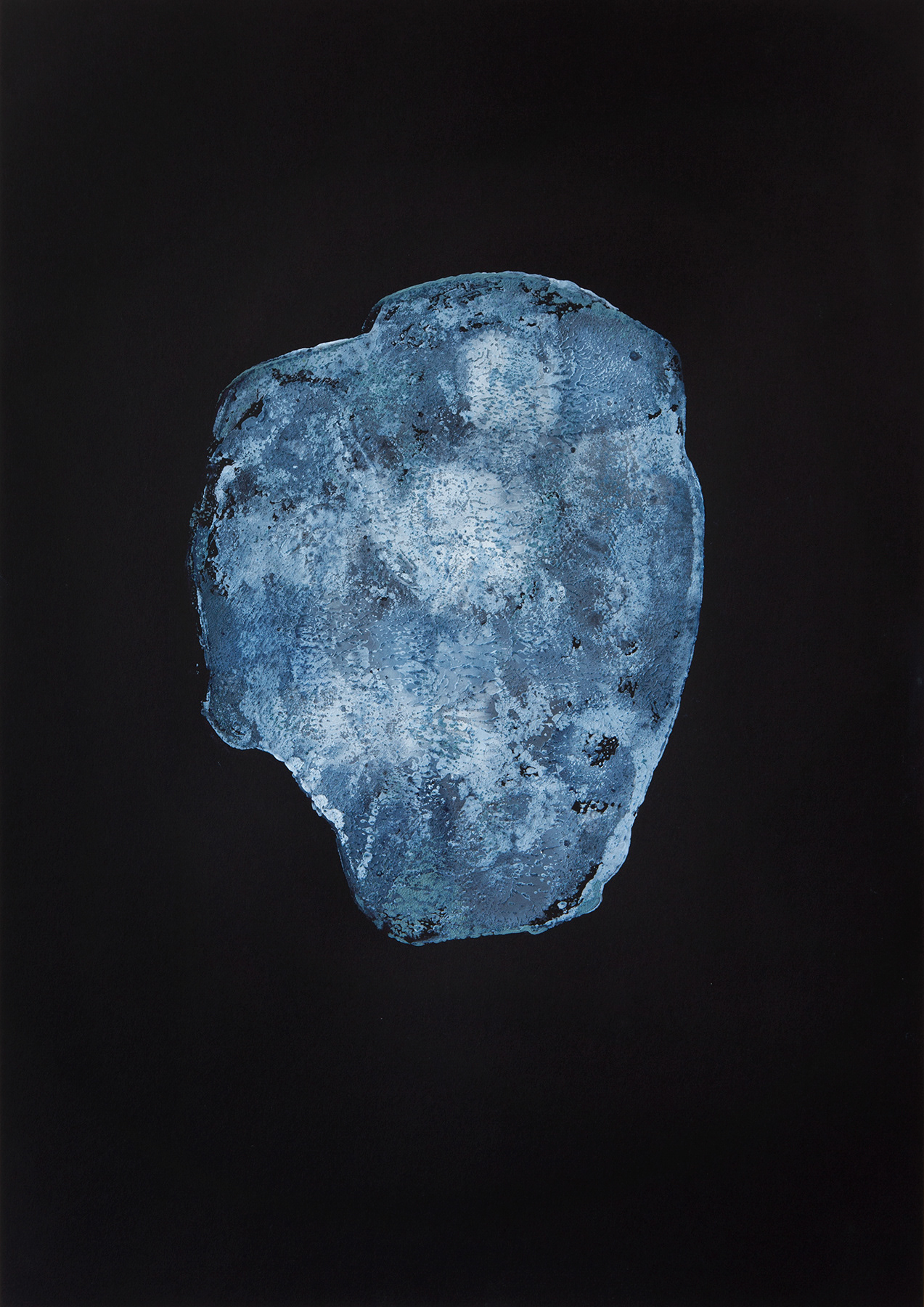 The Seven Hathors (Sister No. 2), 2022, Tempera monotype on black paper, 42 × 29.7 cm