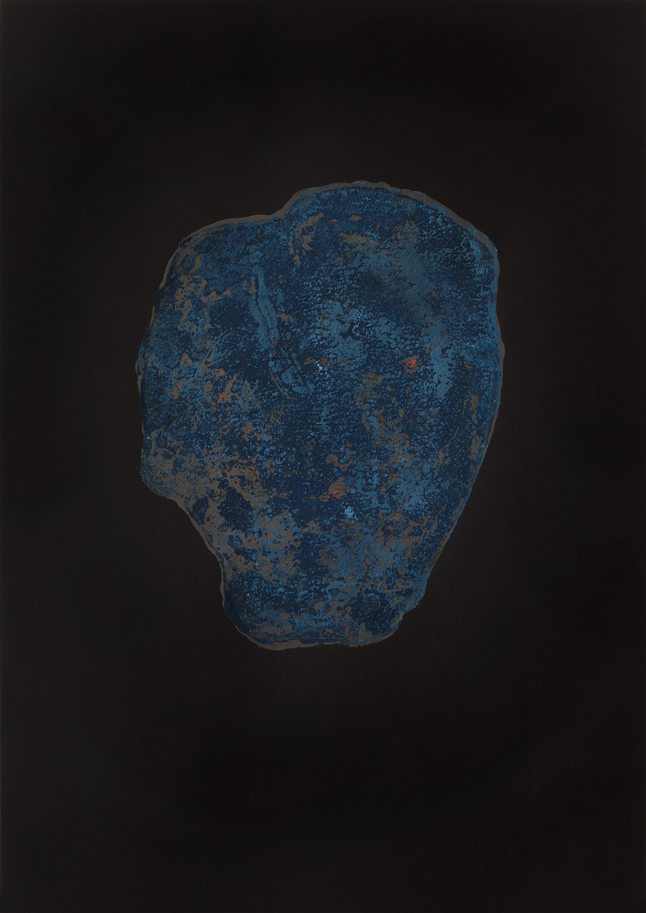 The Seven Hathors (Sister No. 1), 2022, Tempera monotype on black paper, 42 × 29.7 cm