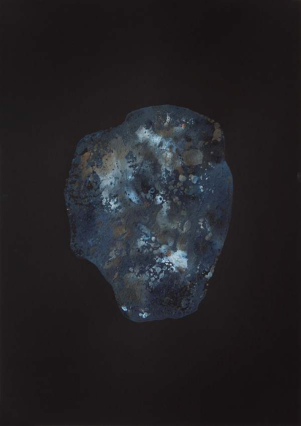 The Seven Hathors (Sister No. 7), 2022, Tempera monotype on black paper, 42 × 29.7 cm