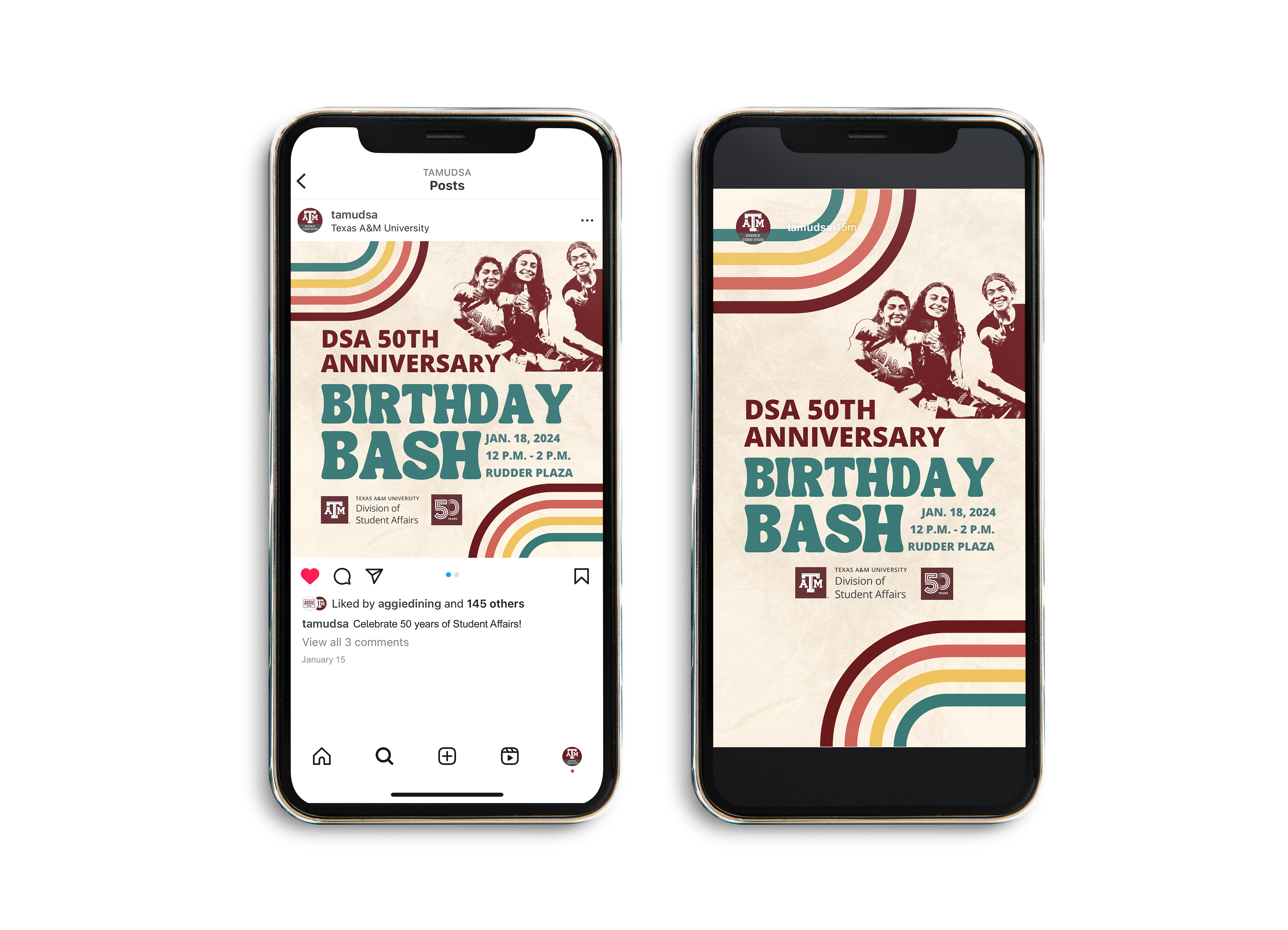 50th Birthday Bash Instagram post and story