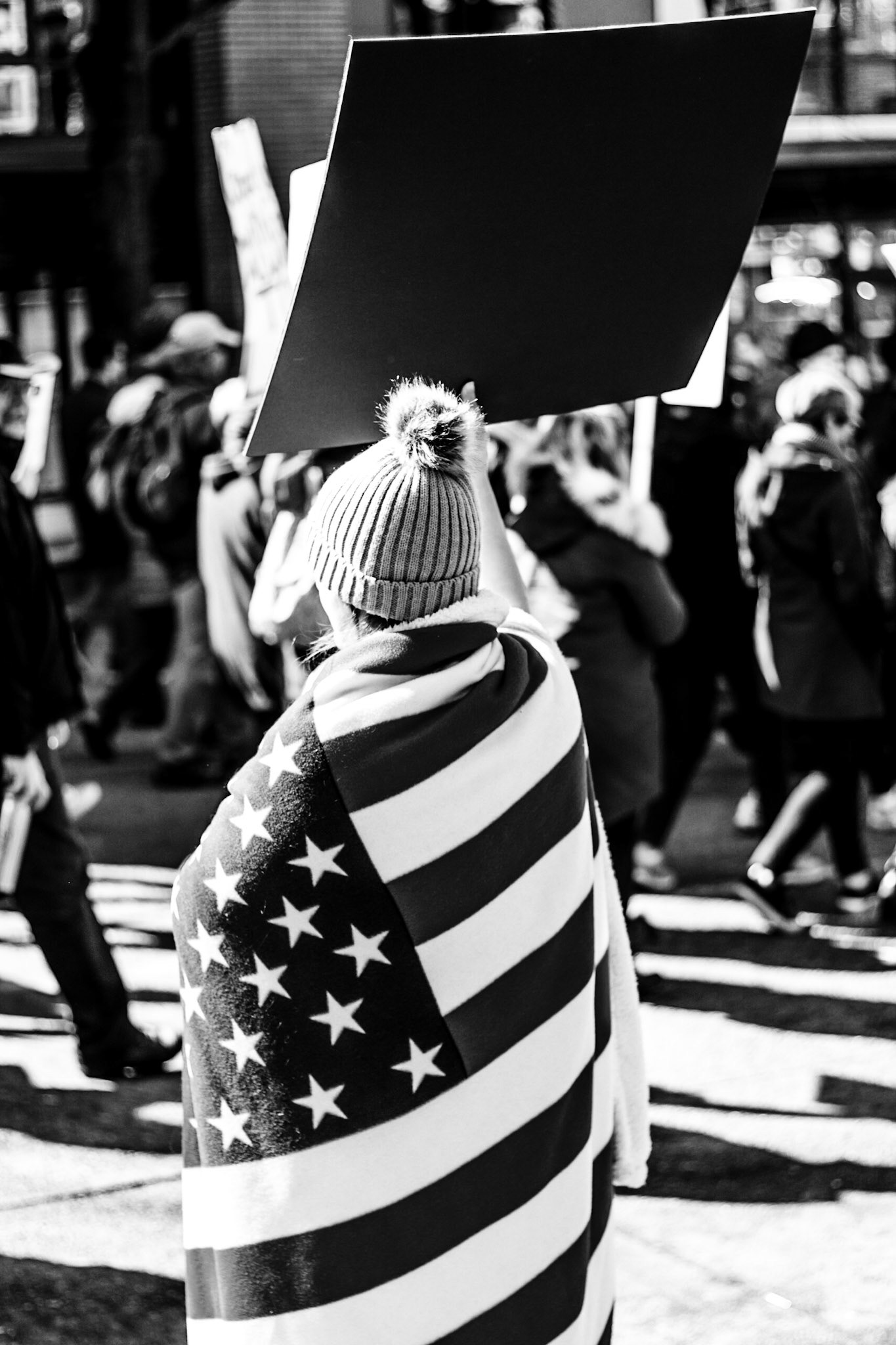 A protester carrying a sign at the March for Our Lives demonstration. Supporters gathered at Cal Anderson Park and marched to Seattle Center demanding action on gun control after the mass shooting at Majory Stoneman Douglas High School in Parkland, Florida. Seattle, WA, March, 24, 2018.