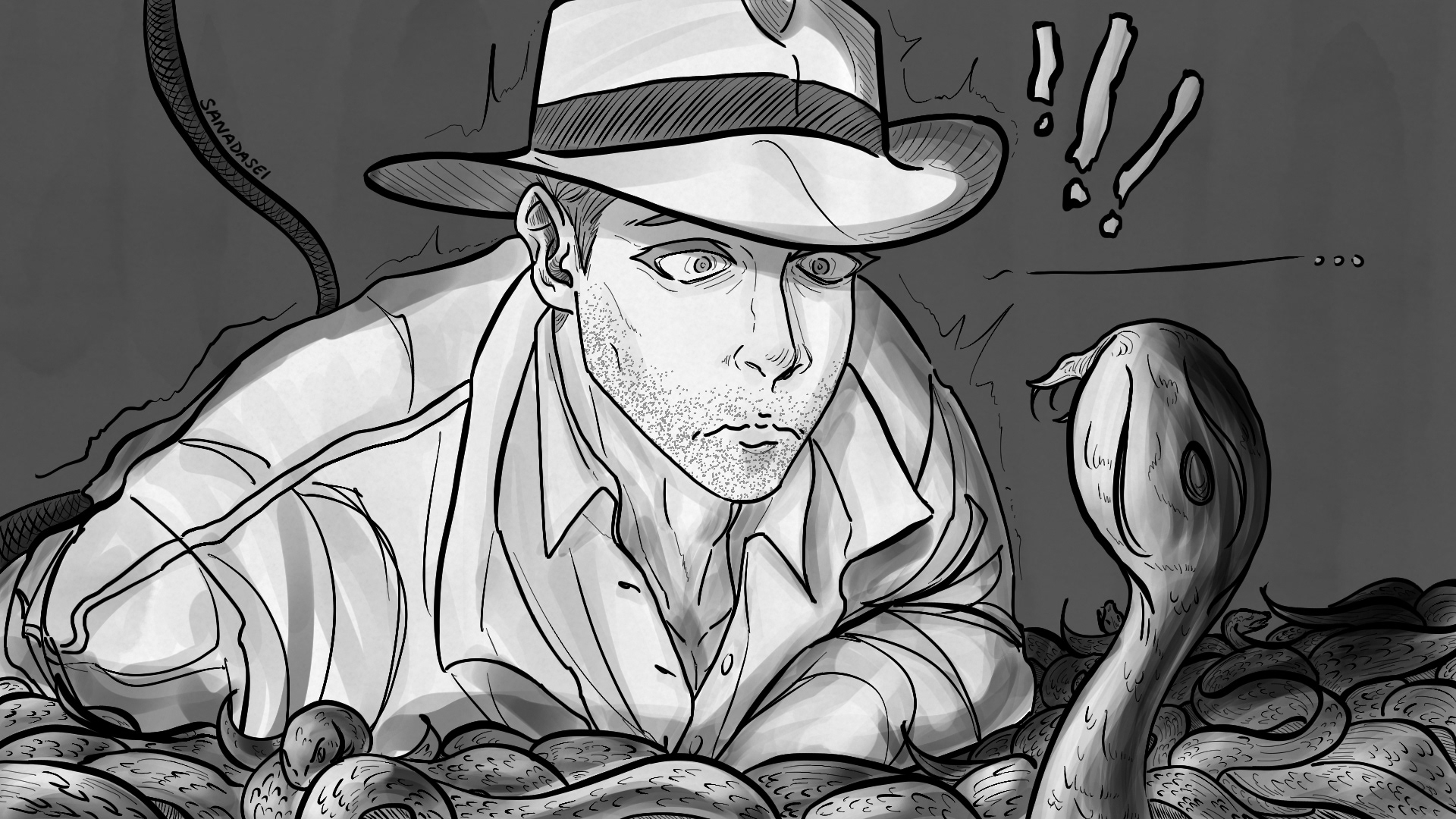 You Alright, Indy? Ink on Digital Canvas. 2024.