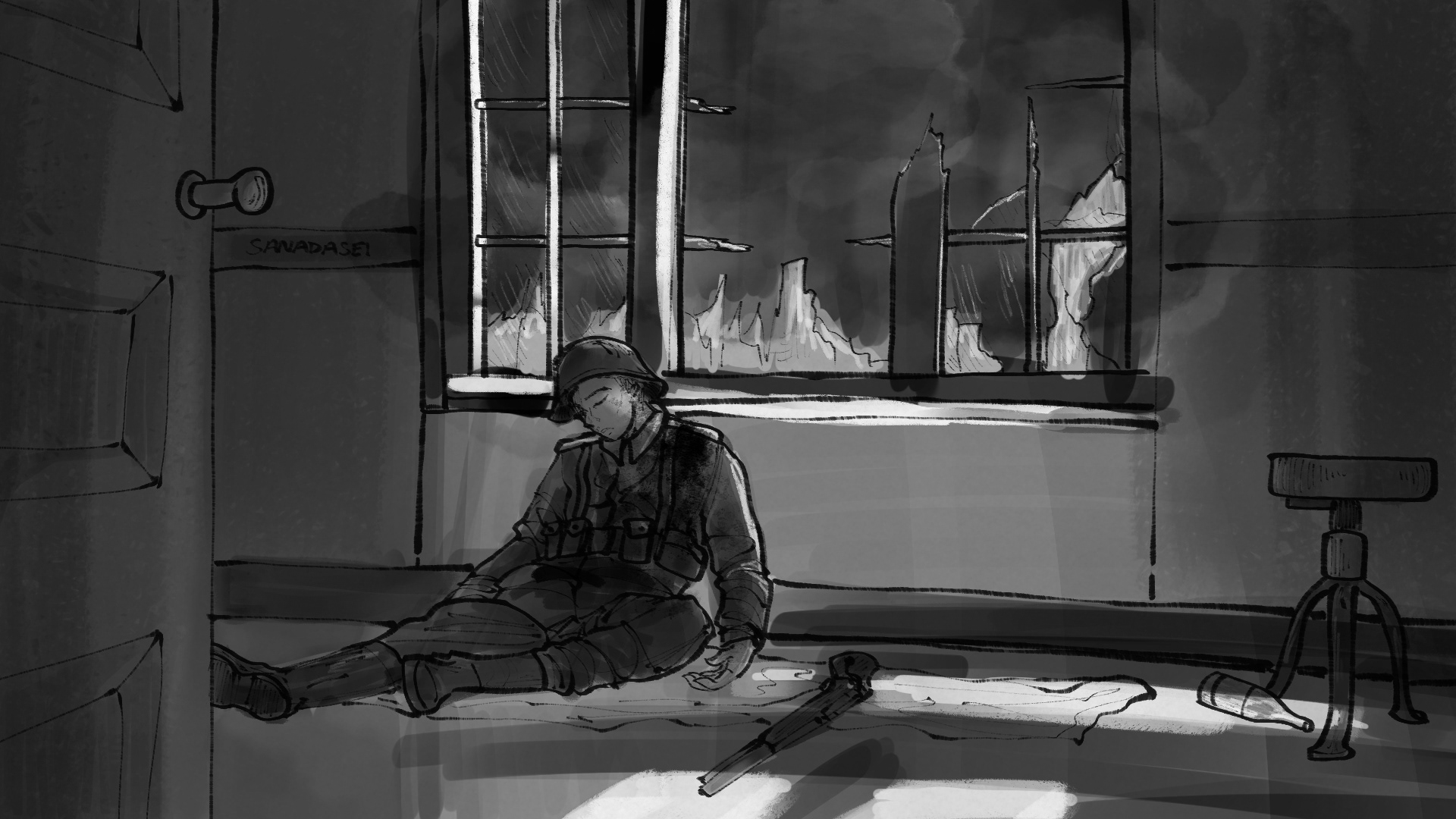 The Night Window. Ink on Digital Canvas. 2024.