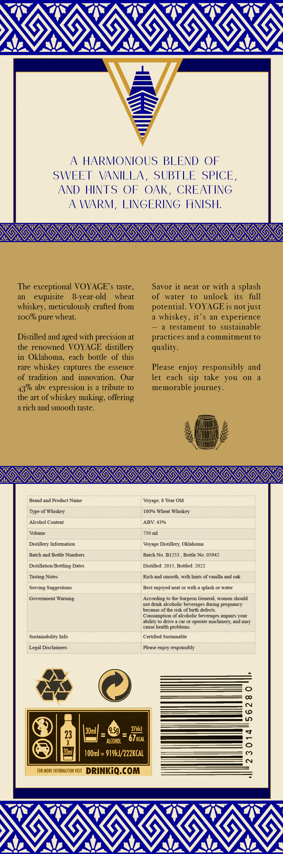Label design for VOYAGE (Back)