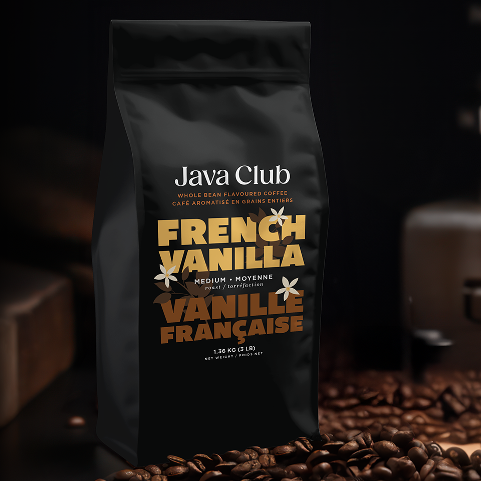 Branding for Canterbury Coffee's Java Club line and French Vanilla package.