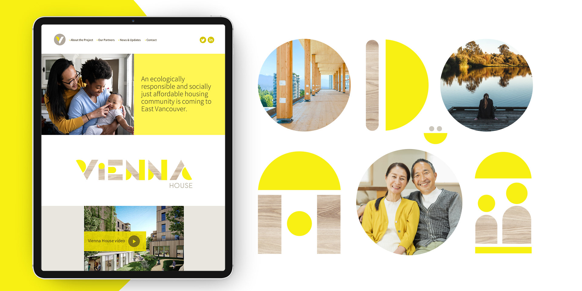Branding for the Vienna House project, an ecologically responsible and socially just affordable housing community coming to Vancouver, BC. Branding in partnership with Bright Future Studio.