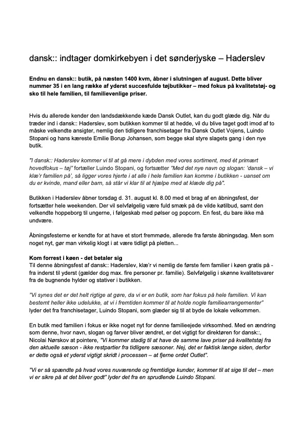 Butiksåbning i Haderslev