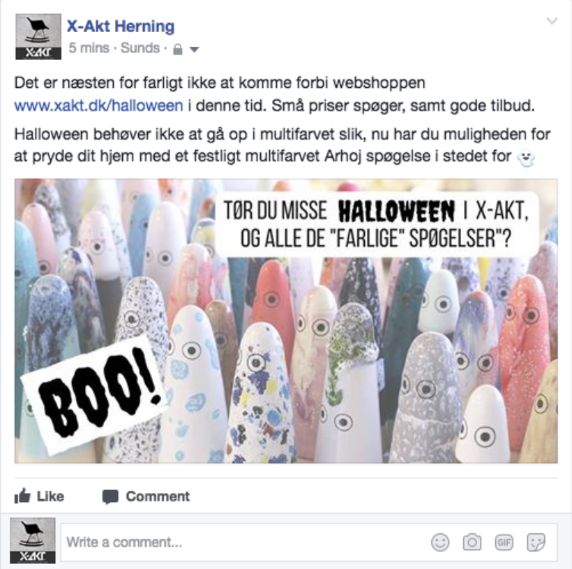 Facebook opslag ang. Halloween