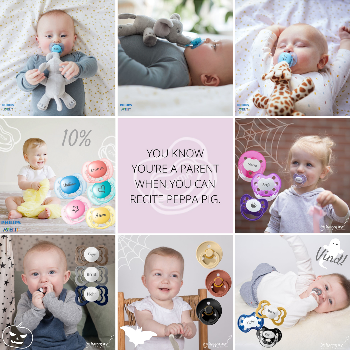 Instagram grid. Fuld af kontinuitet med både newsletter, webshop og Facebook.