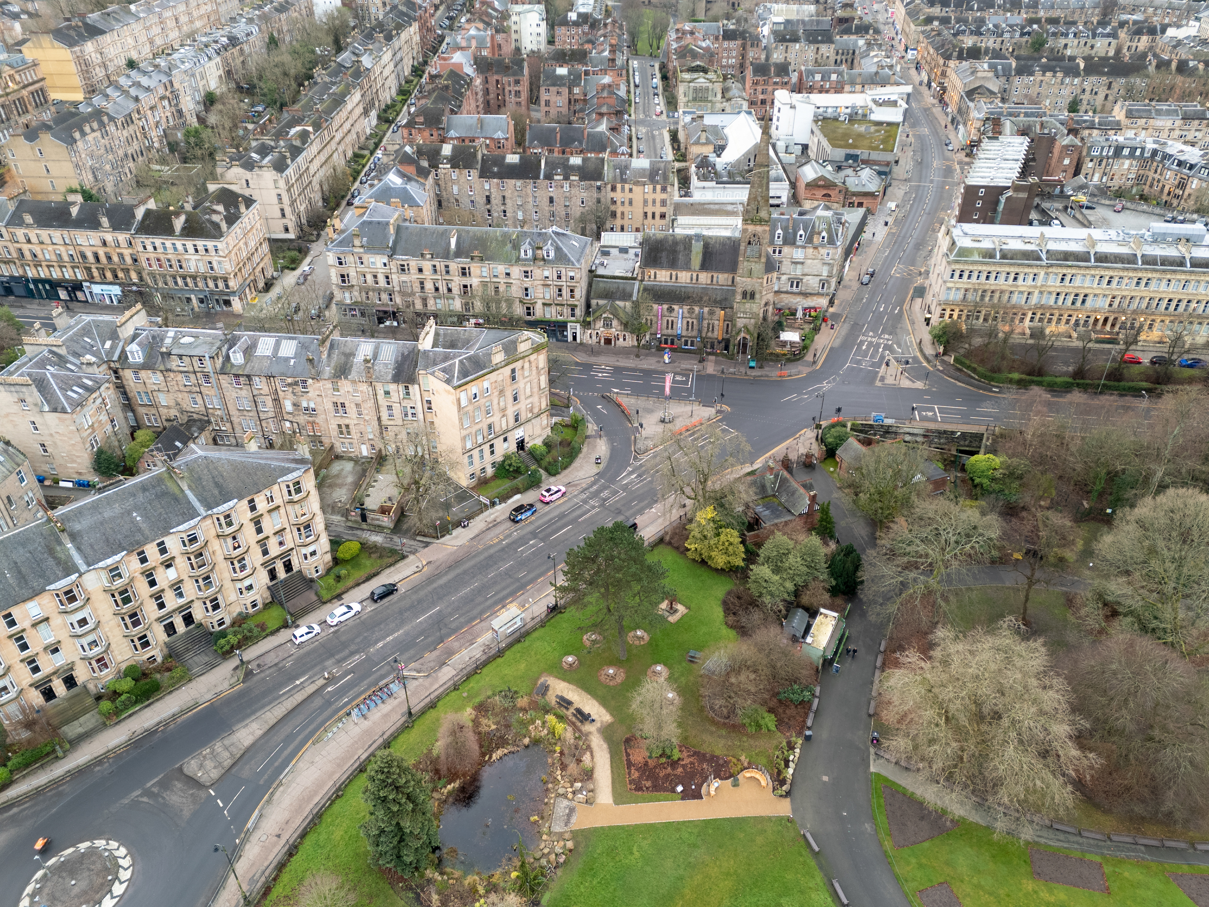 Overlooking Glasgow's Botanic Gardens looking down towards Byres Road