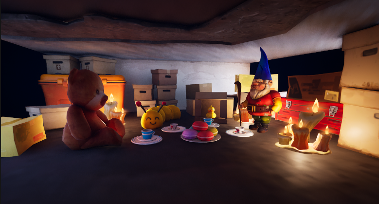 My secret tea party under the stage :)