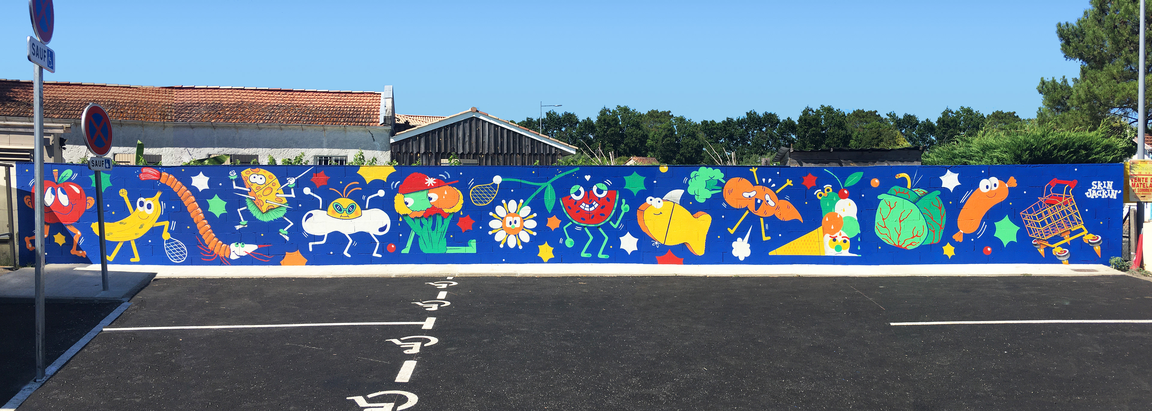 SKINJACKIN collective mural with DERIK, Mt. and LANDROÏD (2020)