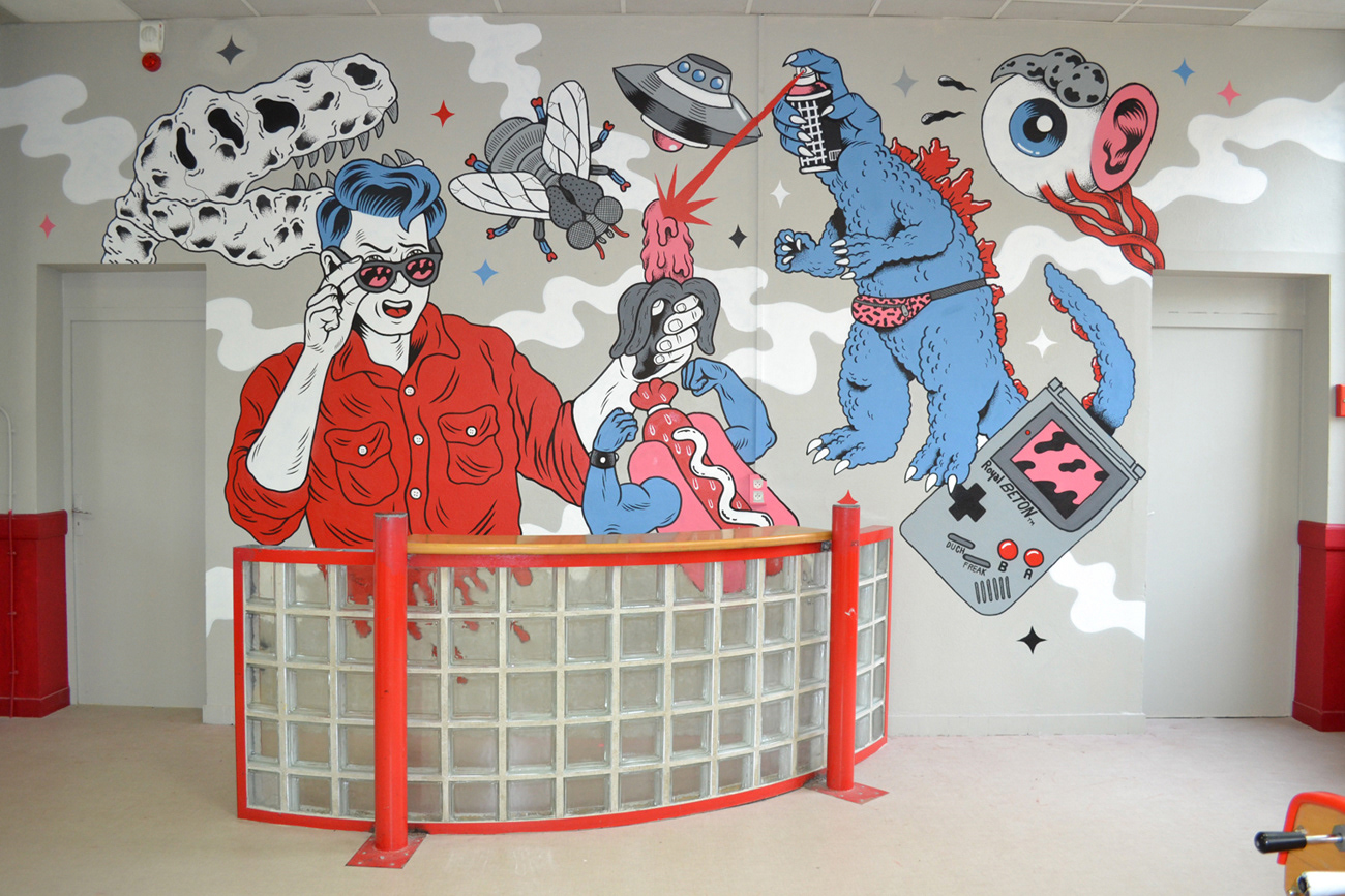 ROYAL BETON mural workshop for La Réole High School (2017)