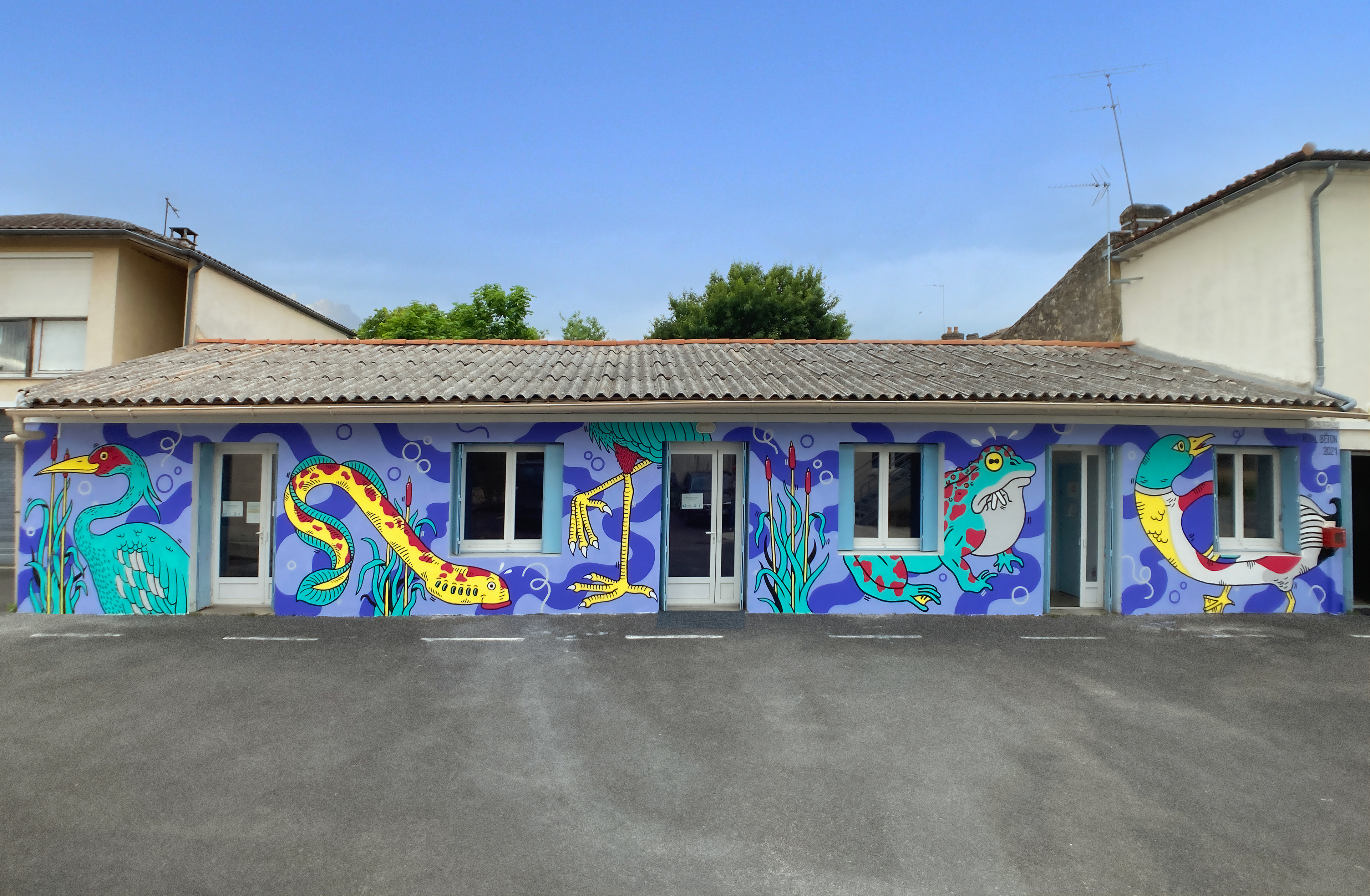 ROYAL BETON mural workshop with the C.E.I.D residents in Barsac (2021)