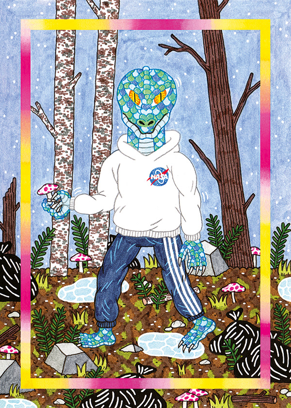 Watercolor, feltpen, ink, gel pen (A5, 2017)