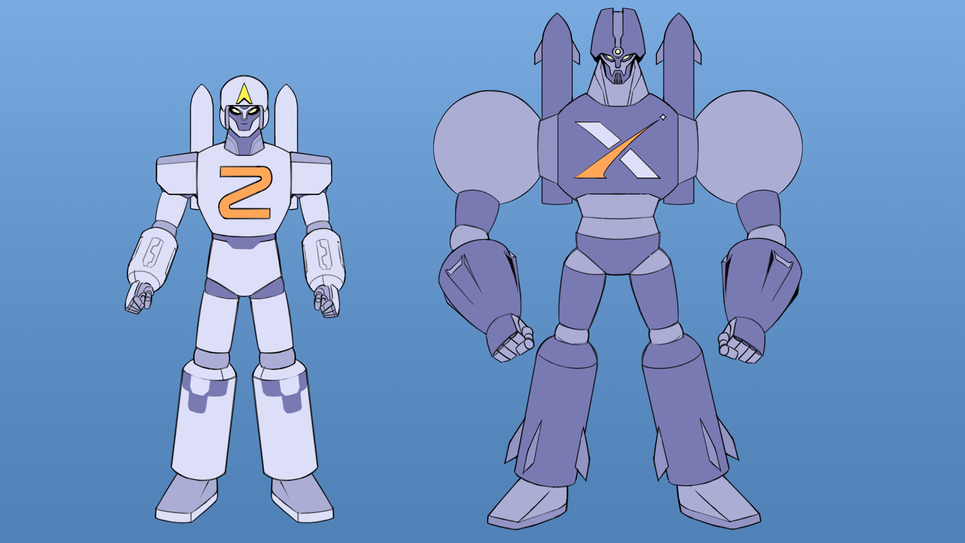 What the hero & villain mechs are roughly supposed to look like