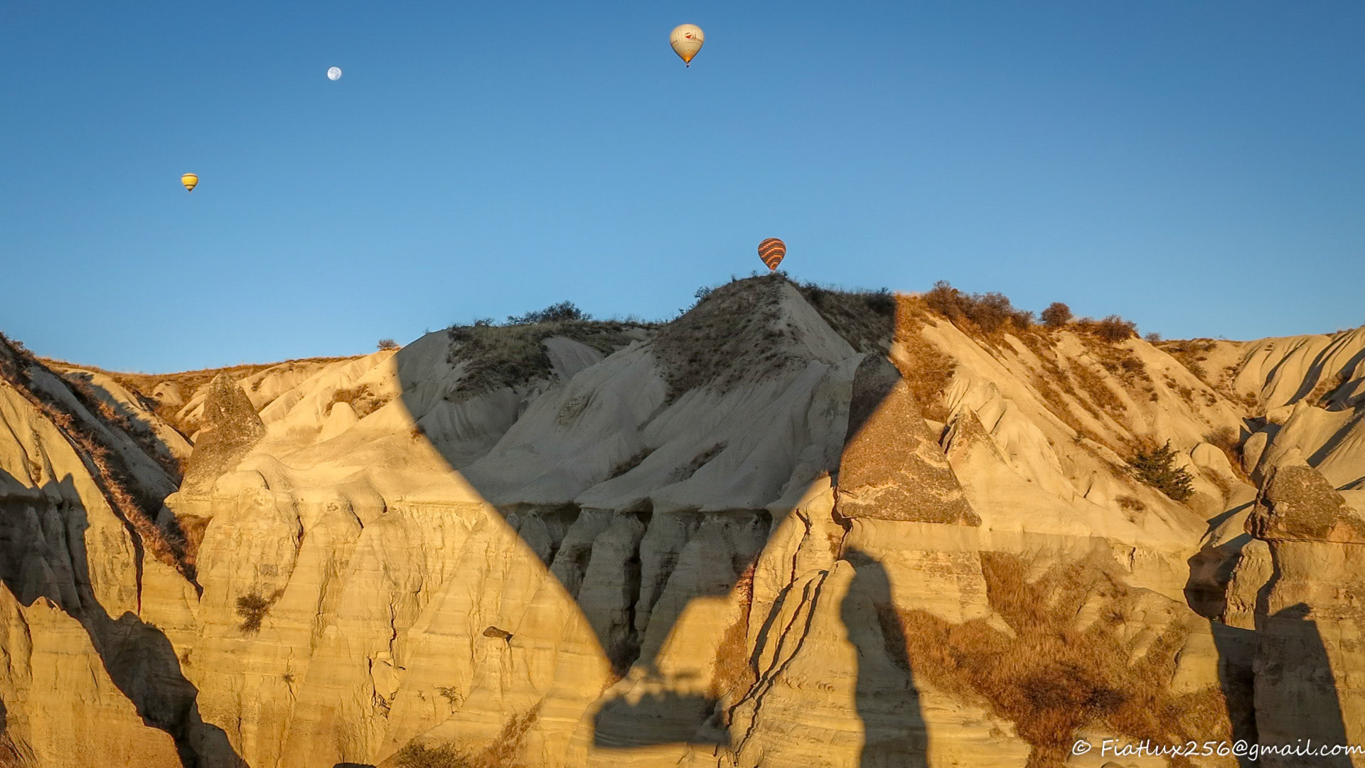 Moon and balloons in Cappadoce, Turkey