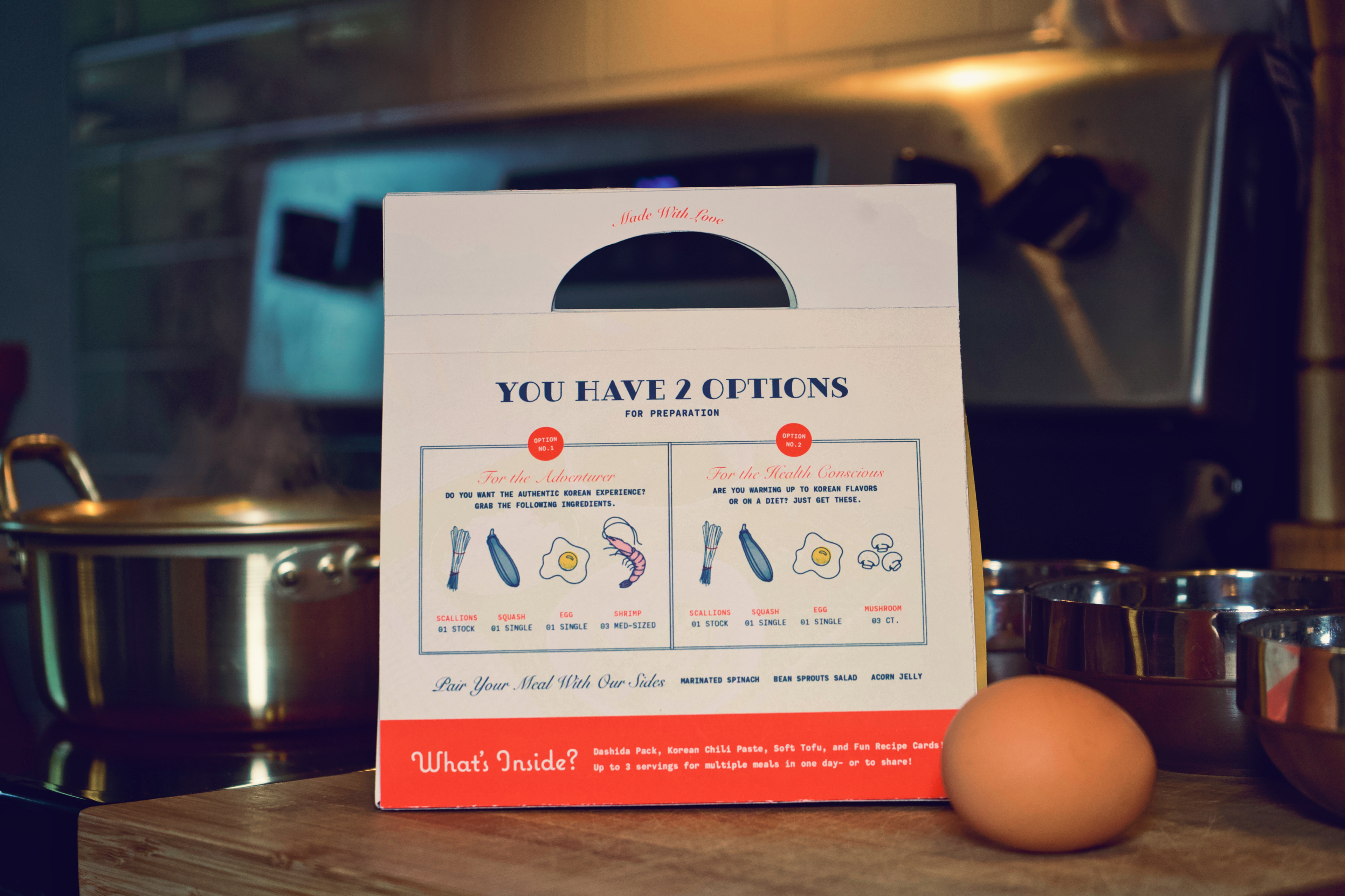 We provide 2 versions. One for the authentic version of the recipe and the other catered for the American palette and vegetarians.