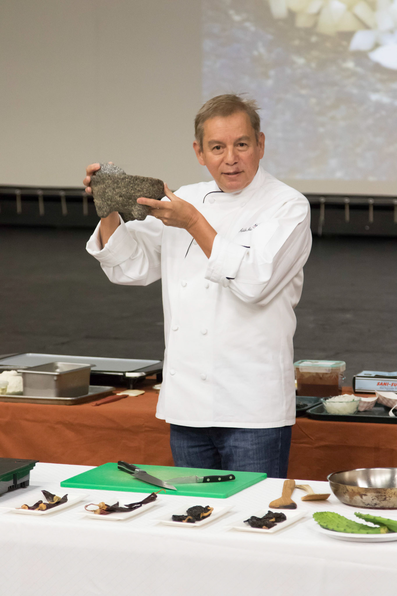 Adan Medrano exhibits reciped from his book Truly Texas Mexican: A Native Culinary Heritage  Through Recipes