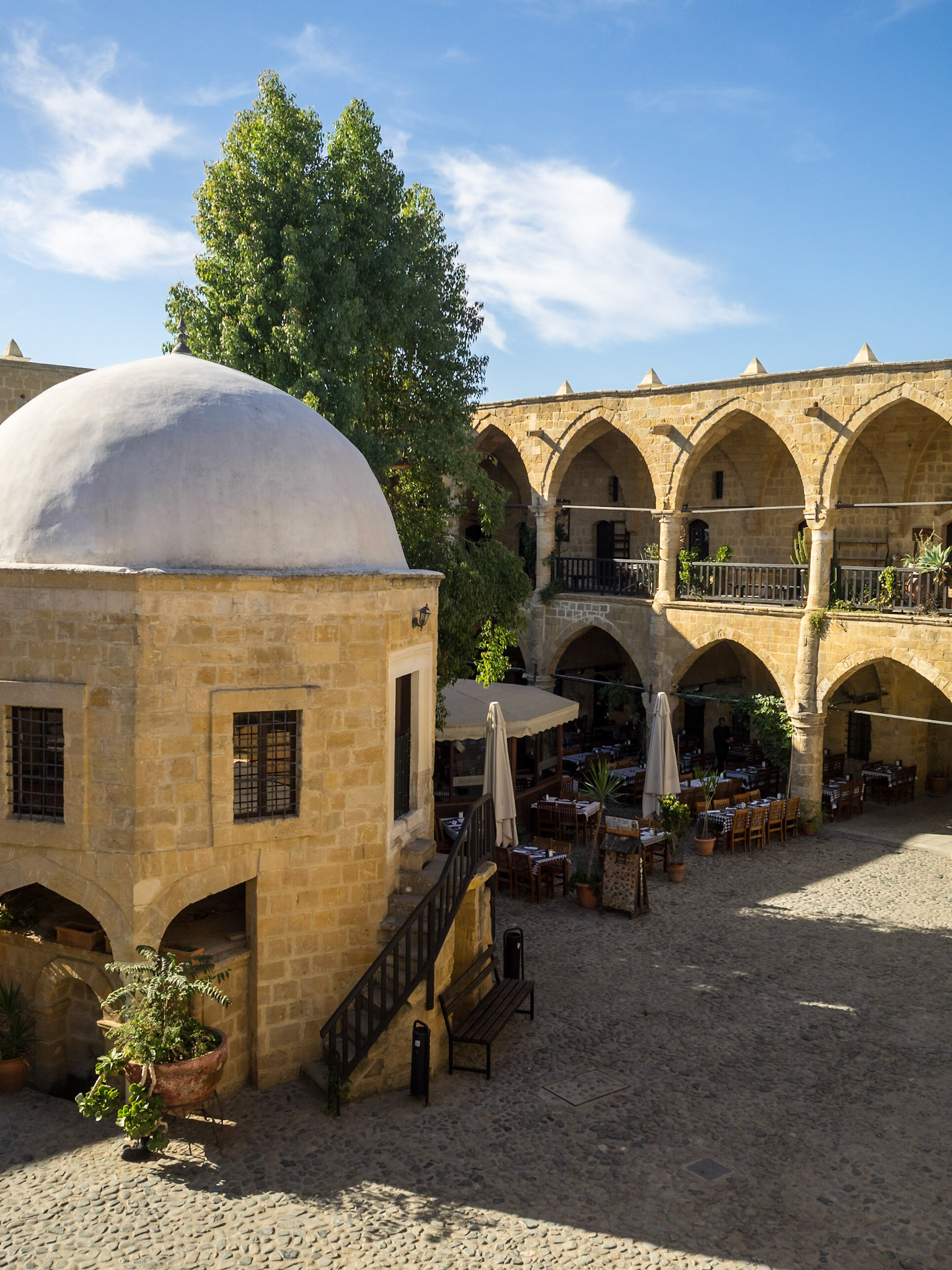 Büyük Han interior courtyard and mosque, North Nicosia