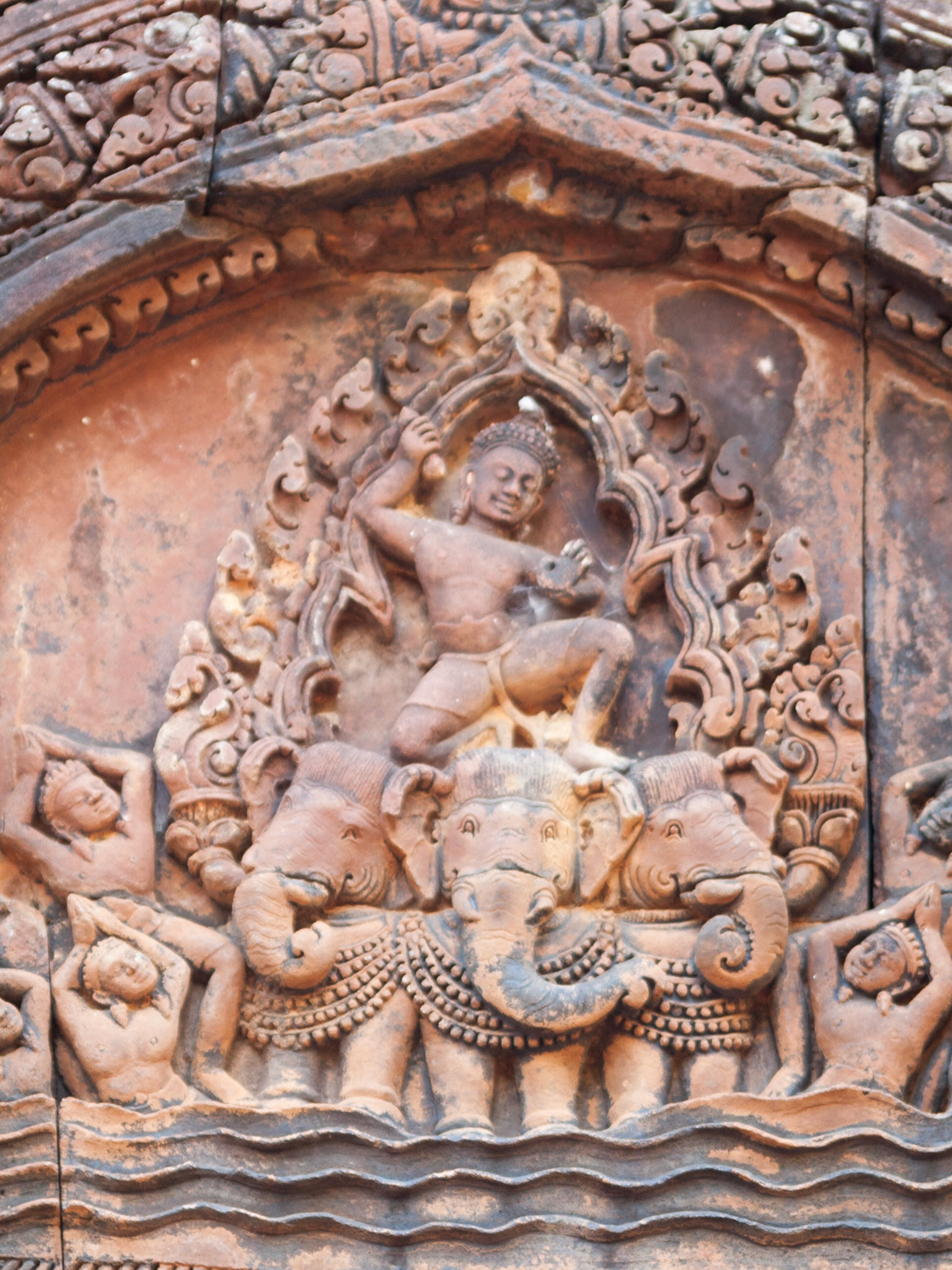 Banteay Srei, Siem Reap, Cambodia - a Hindu temple dedicated to Shiva commissioned by a Brahman. The finest carvings on a pinkish stone
