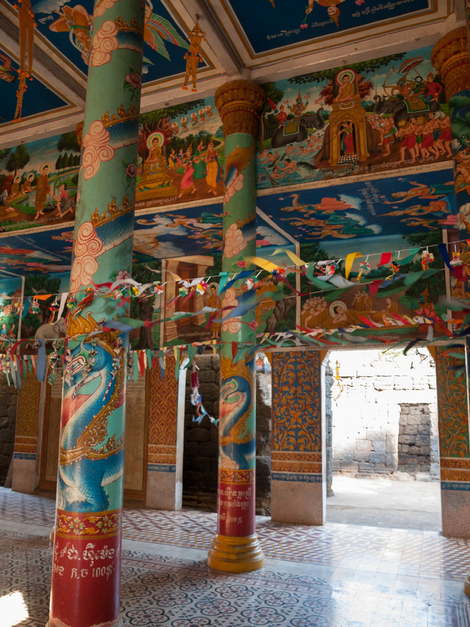 Wat Nokor, Khompong Cham, Cambodia - an 11th century Mahayana Buddhist shrine with a modern Theravada Buddhist pagoda inside