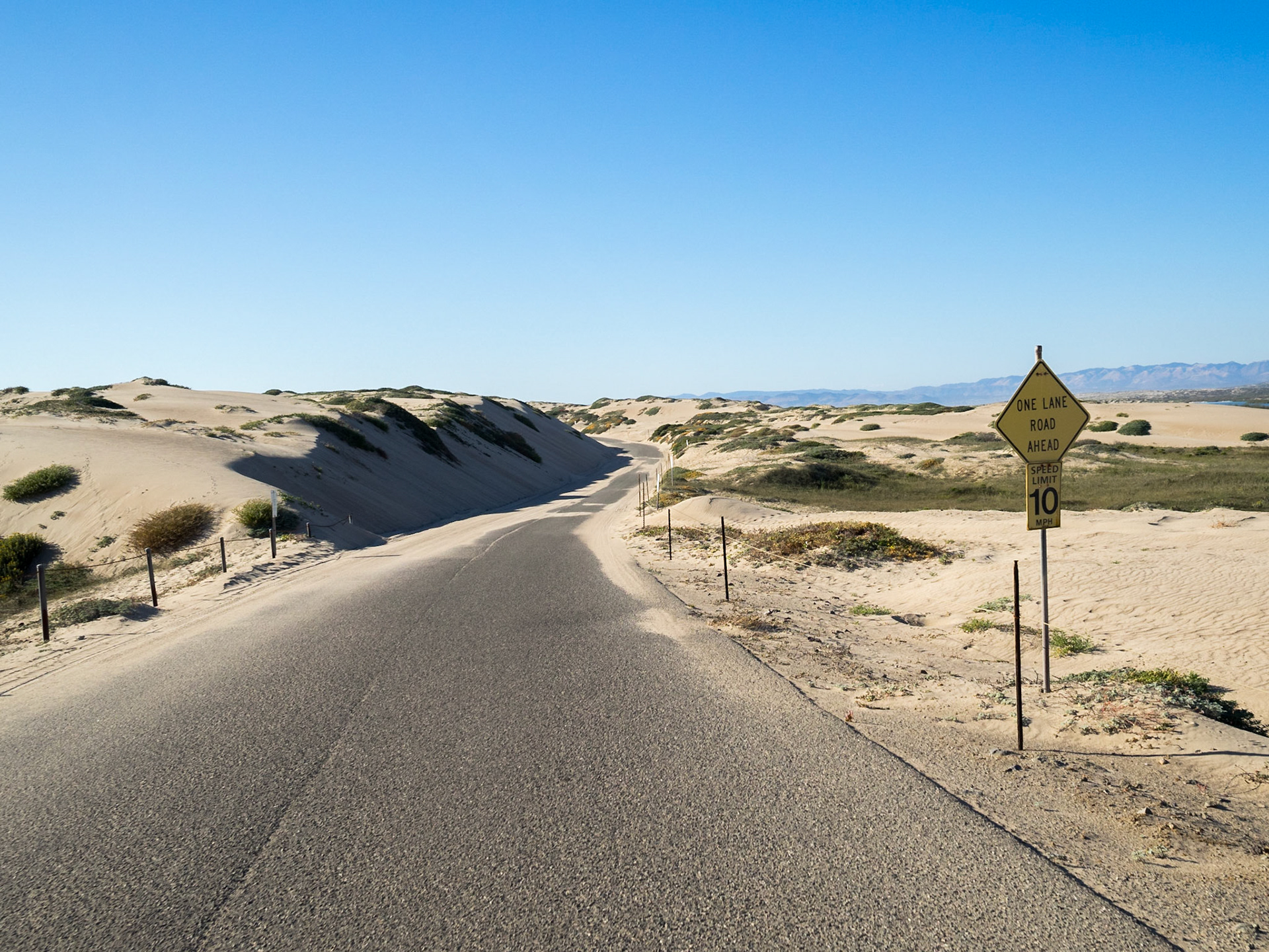 Road along the sand dunes, Rancho Guadalupe Dunes Preserve