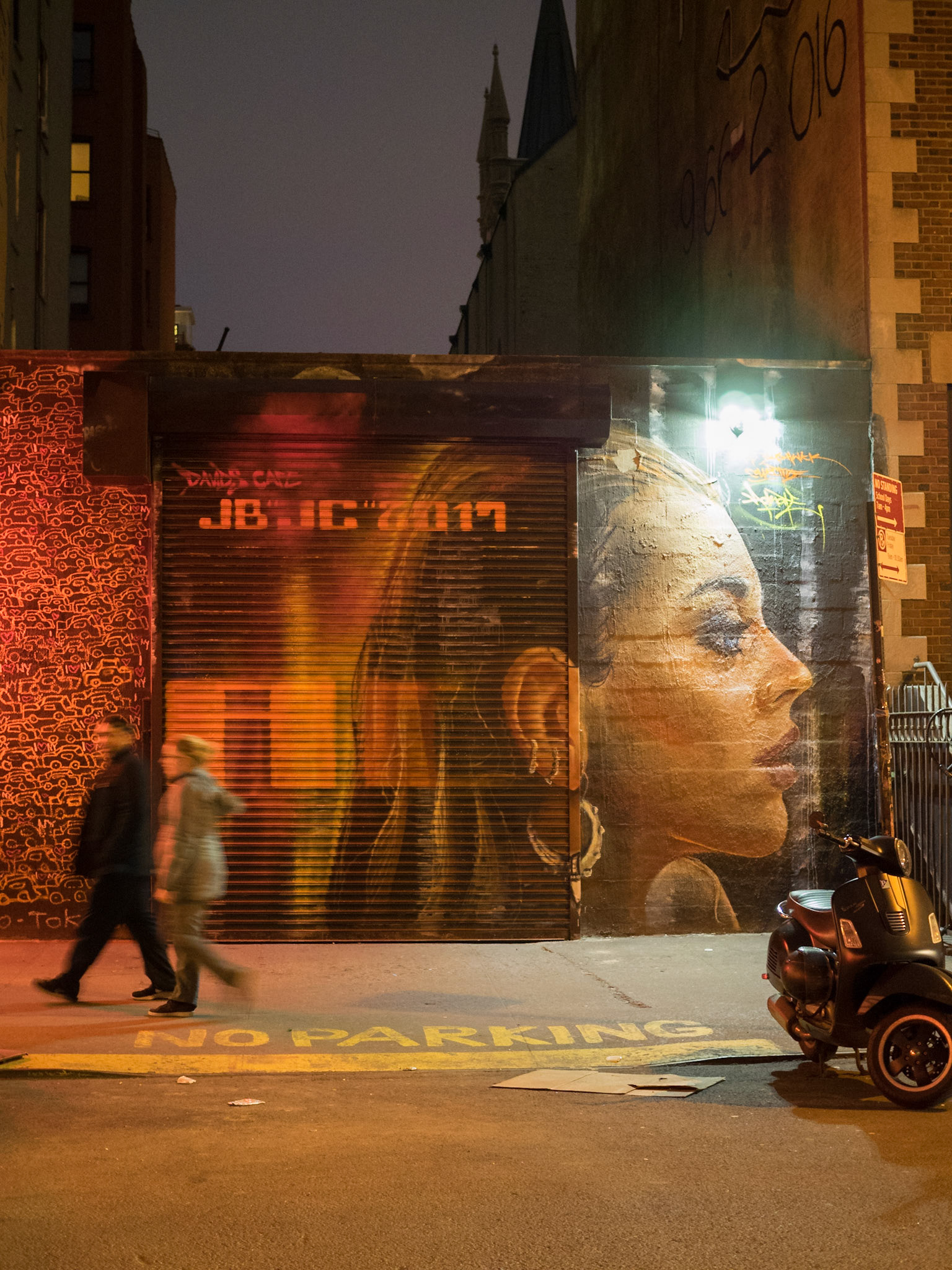 East village street at night