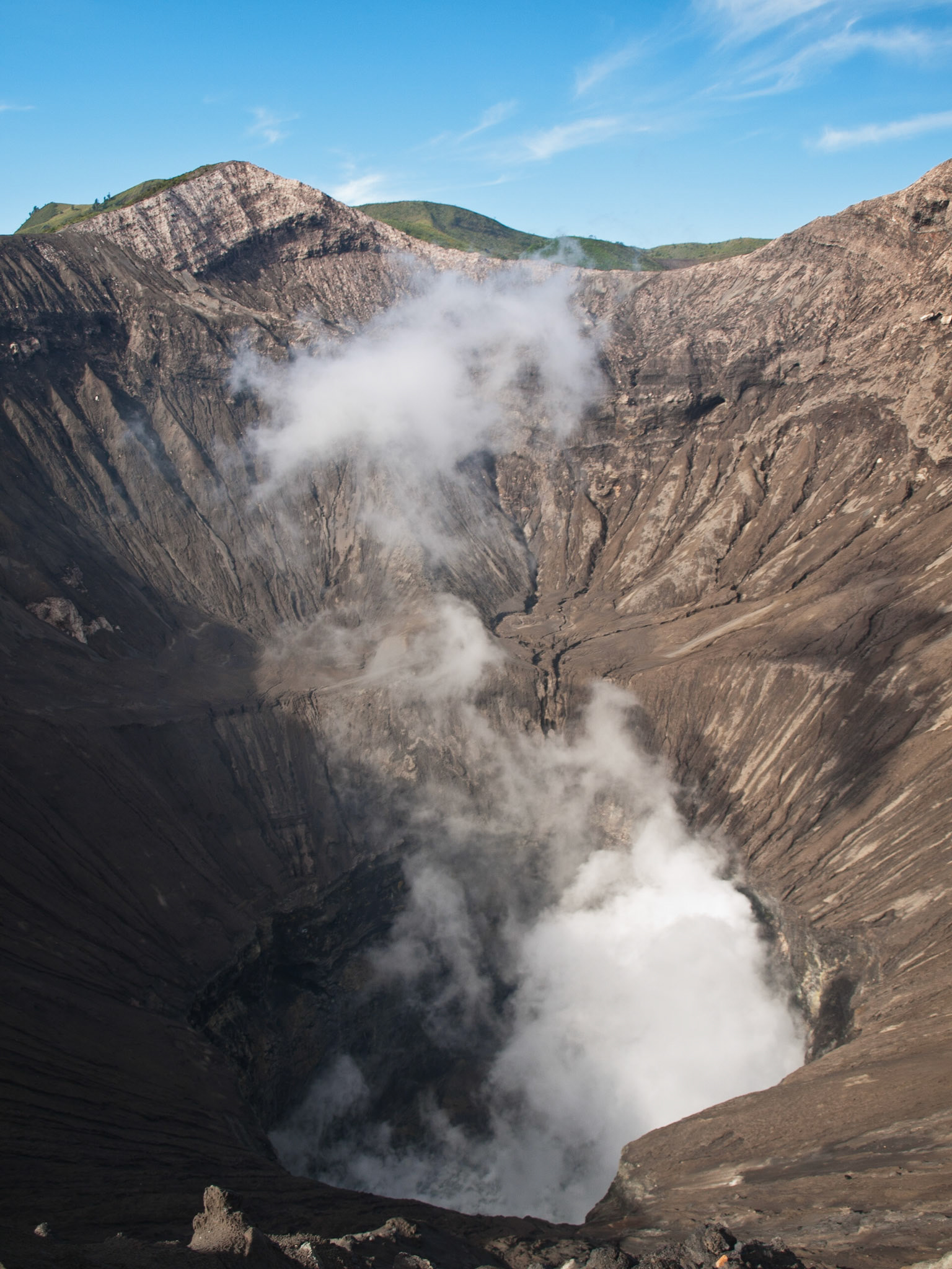 Smoke coming out of Bromo volcano crater