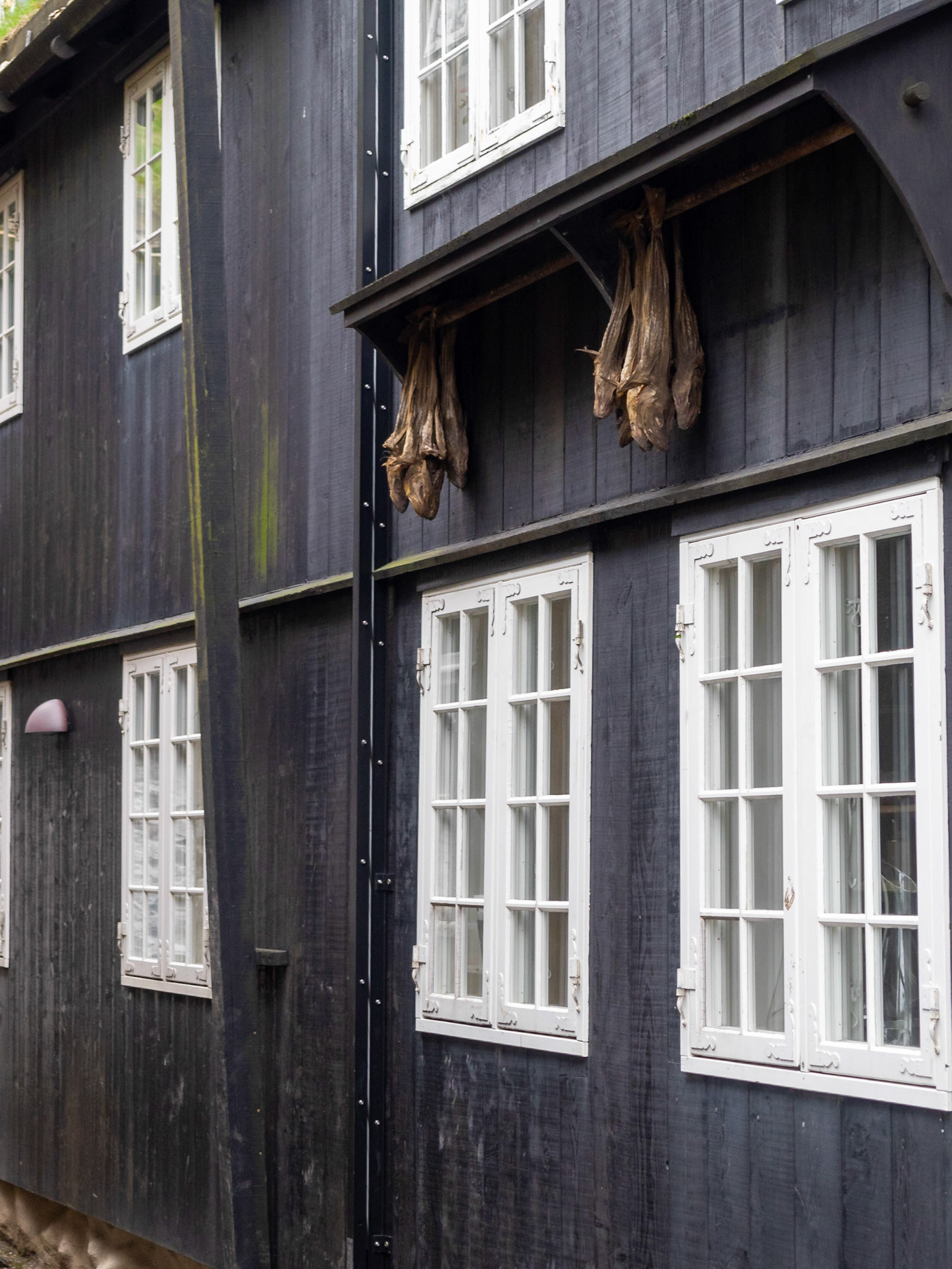 Drying fish outside in old Tórshavn