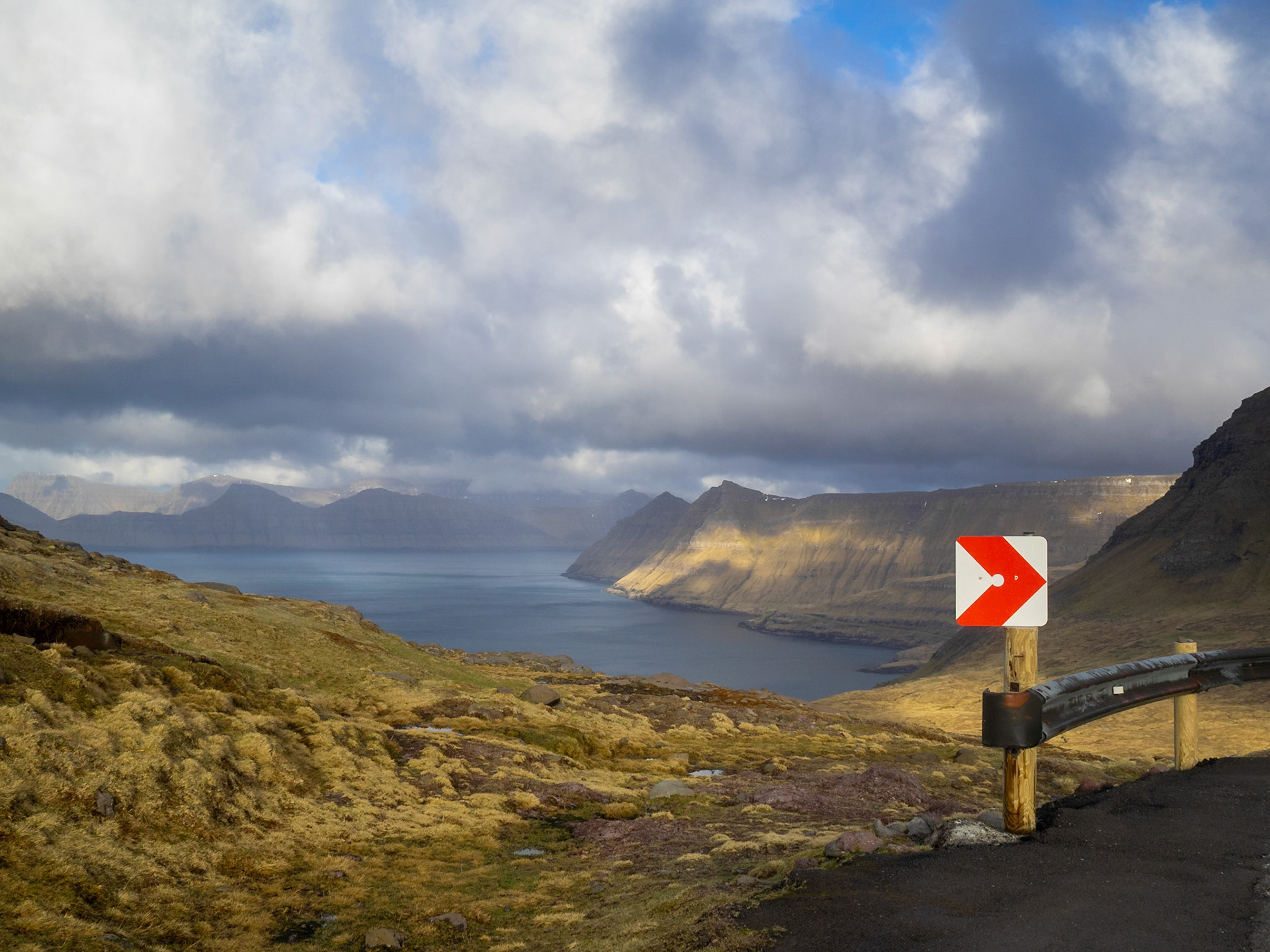 View of Funningsfjørður with Kalsoy in background