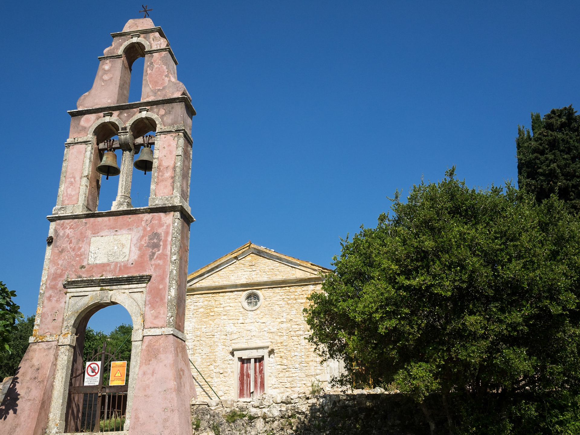 Church and bell tower of Old Perithia