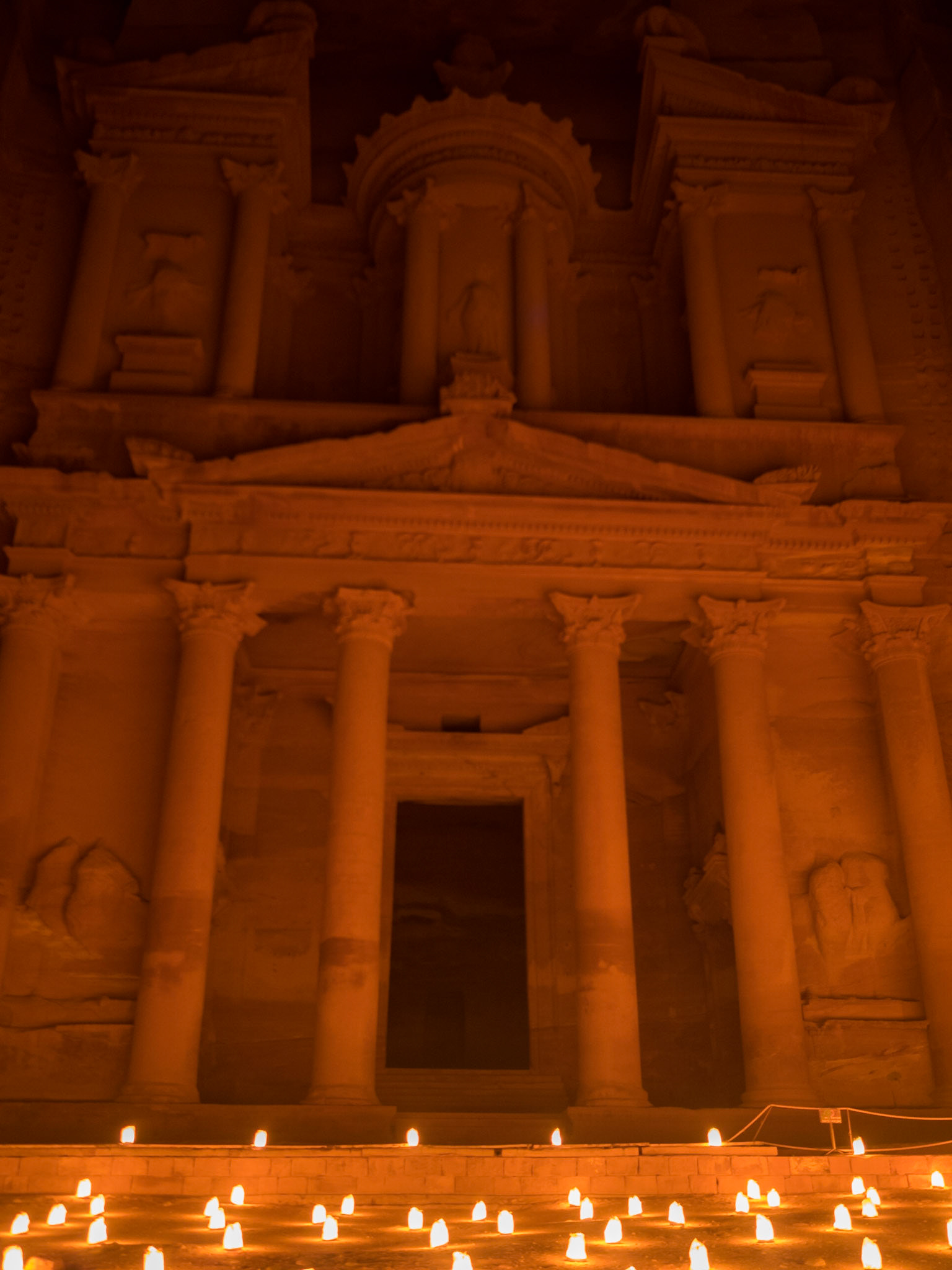 Petra's Monastery at night in the candle lights